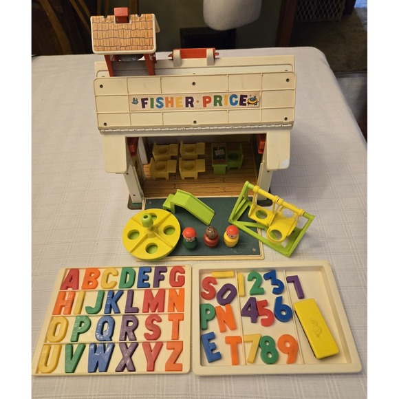 Fisher-Price Other - Vtg Fisher Price Little People 923 Family School House Nursery Play Wood *READ